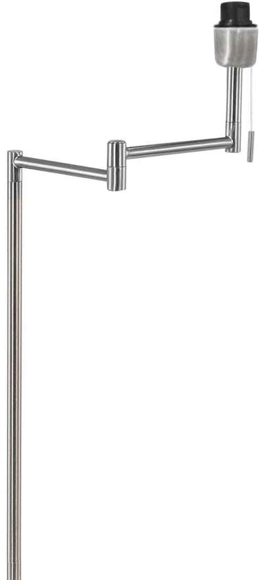 Lampadaire Bella 3879ST couleur acier avec abat-jour en velours gris, rabattable, en métal et textile, hauteur 154 cm, diamètre de l'abat-jour 30 cm - Mexlite