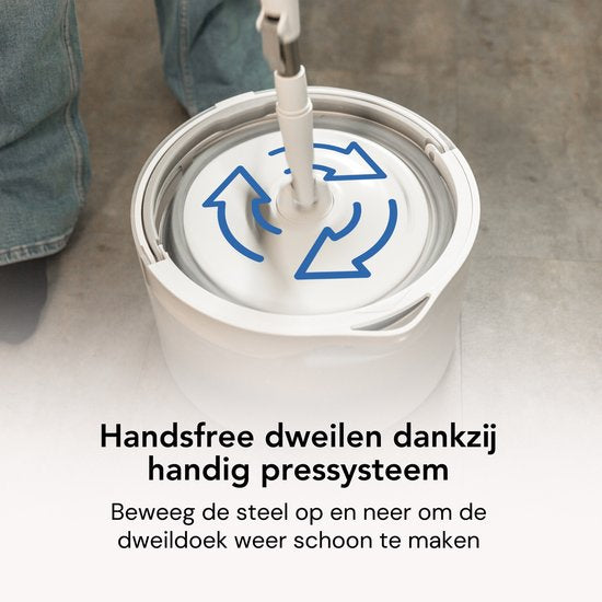 Techweise Mop System Mop with smart bucket - Adjustable handle - Complete Mop Set - Floor Wiper - Mop