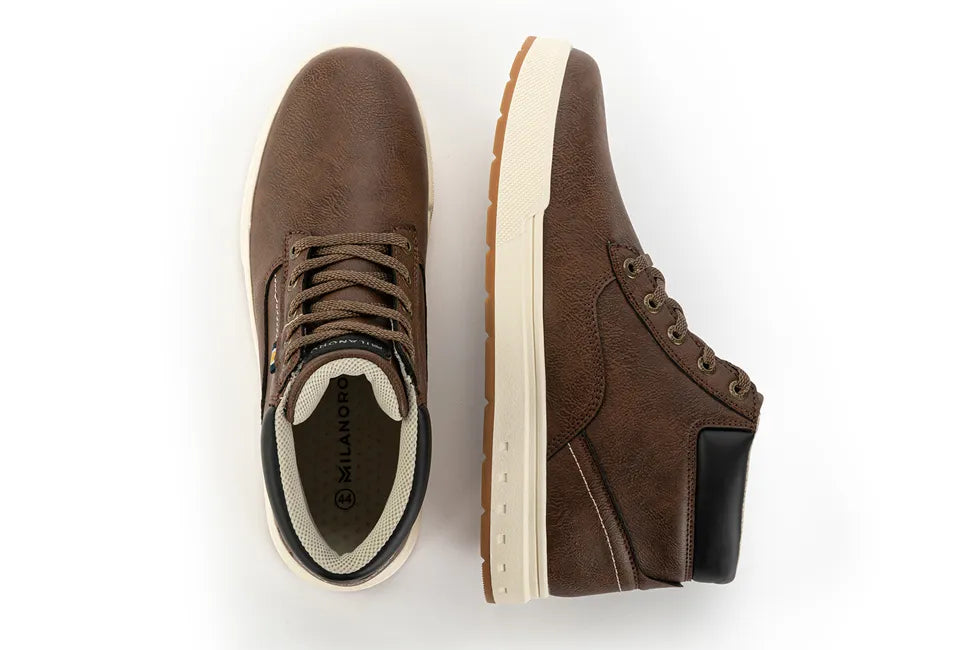 Baskets pour homme Milanoro, taille 43 - Semelle à crampons robuste - Cuir PU - Cognac