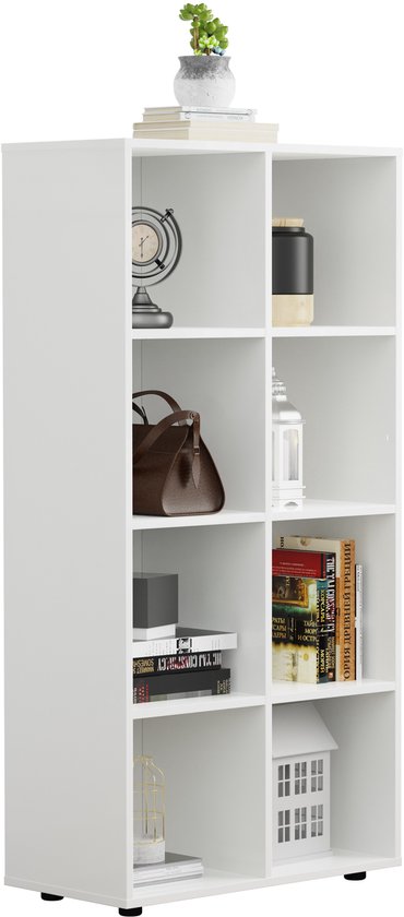 VDD - Etagère - Etagère blanche - Bibliothèque - Meuble mural - Etagère 8 étagères - Bibliothèque blanche - blanc