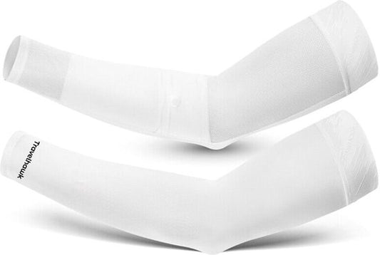Travelhawk Arm Sleeves - Protège-bras - Cyclisme - Protection solaire - 2 pièces - Blanc - Taille L