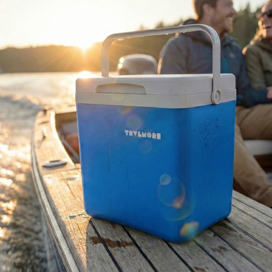 TRVLMORE Cool Box 14L - 47 heures de réfrigération - Frigobox - Elément réfrigérant inclus - Cool Box Small - Bleu