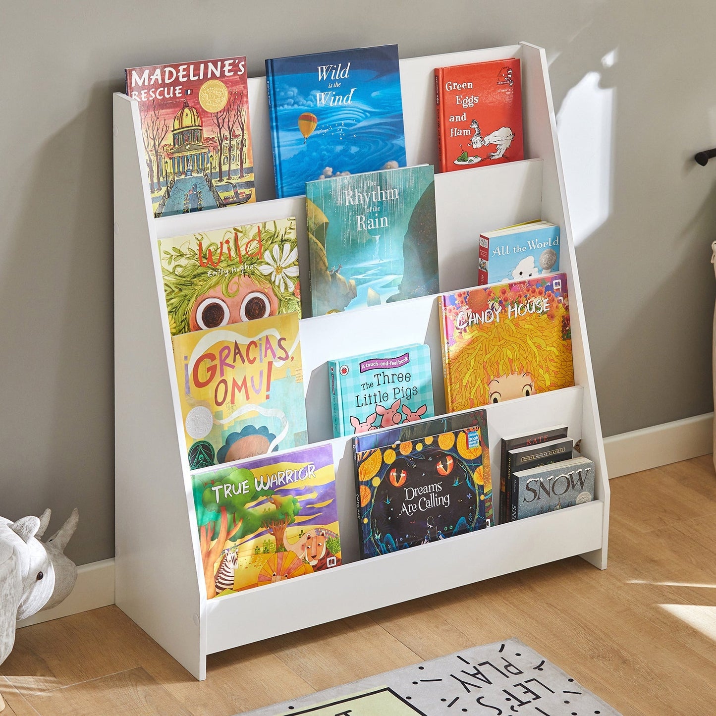 SoBuy Bibliothèque Enfant - 4 compartiments de rangement - Blanc - 80x30x88 cm