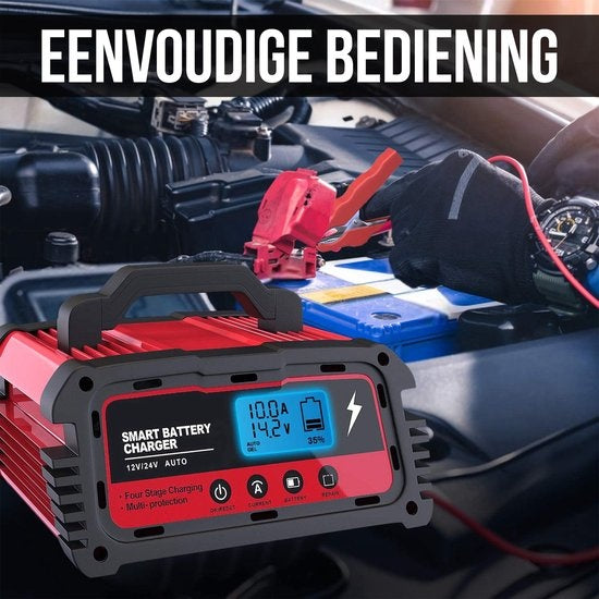 Chargeur de batterie industriel Strex - 12/24V 5/10/25A - pour voiture / moto / scooter / bateau / camping-car - mode réparation - chargeur goutte à goutte