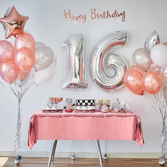 Partizzle 2 sets de nappes en plastique jetables or rose - Décorations pour anniversaires, mariages et fêtes de fin d'année - Décorations de fête - 274 x 137 cm