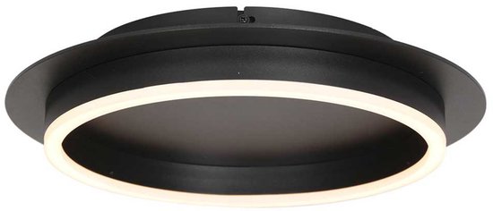 Plafonnier Ringlux 3655ZW, luminaire noir Ø 32 cm à lumière LED chaude, en métal et plastique, design tendance, marque Steinhauer