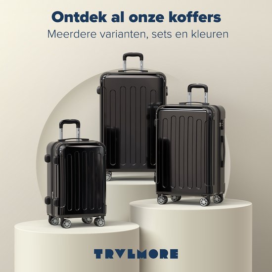 TRVLMORE Valise à main - 45L - Serrure TSA - Léger - Extensible - Trolley - 54x36x22cm - Noir
