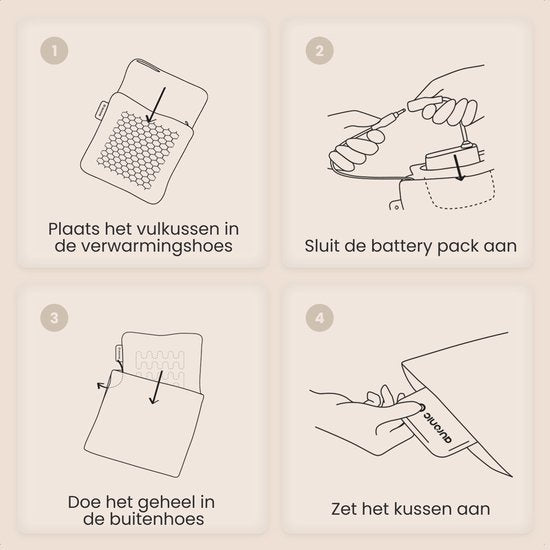 Auronic Heat Pillow - Classic - 45x60 - Sans fil - Rechargeable - Oreiller électrique - Infrarouge - Taupe