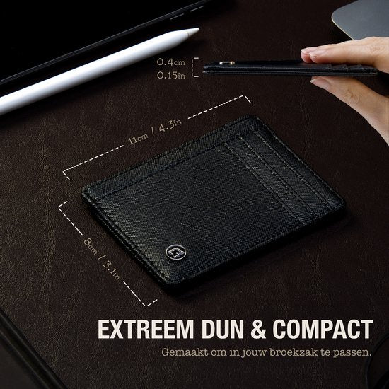 POWR Card Holder Men Black - Etui protecteur de carte bancaire avec antivol - Technologie RFID - 5 à 7 cartes - Porte-cartes en cuir