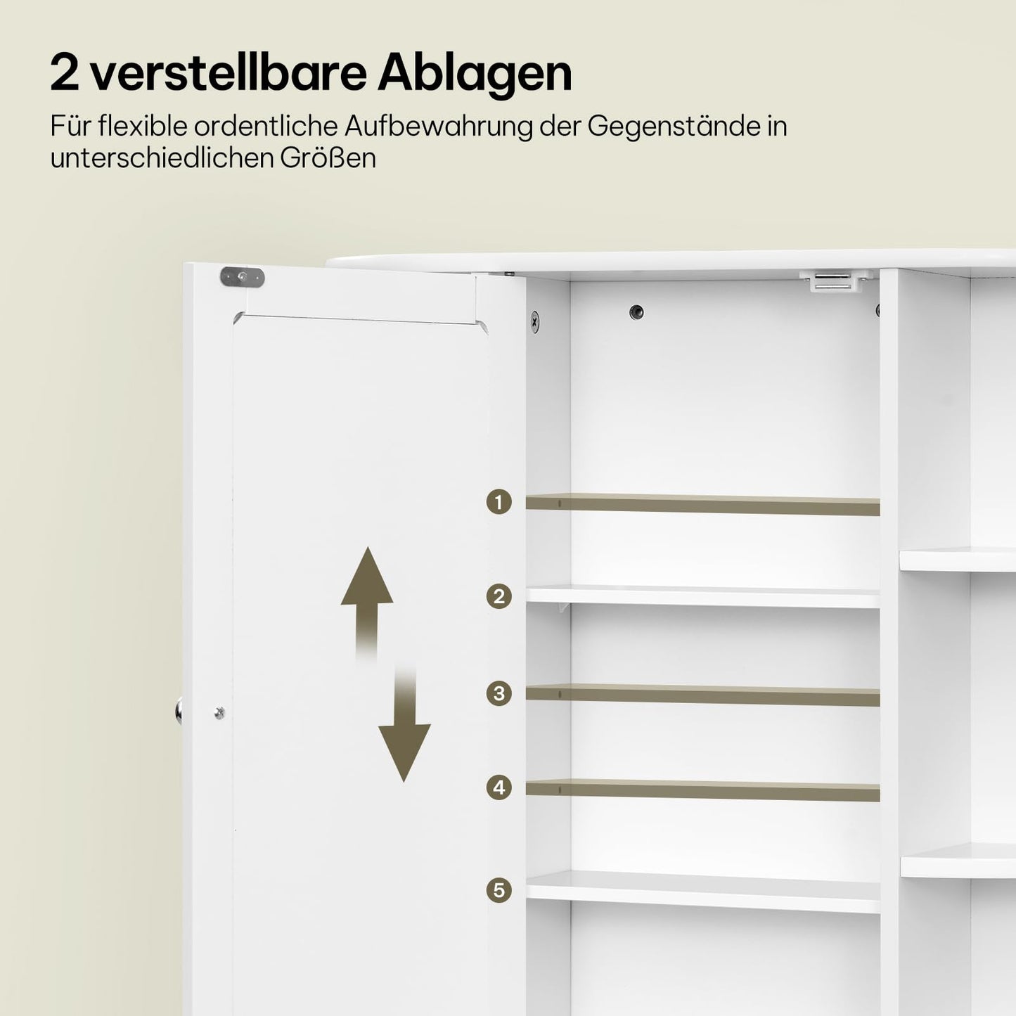 Armoire à miroir Esituro - 60 x 58 x 16 cm - Armoire murale - MDF - Blanc