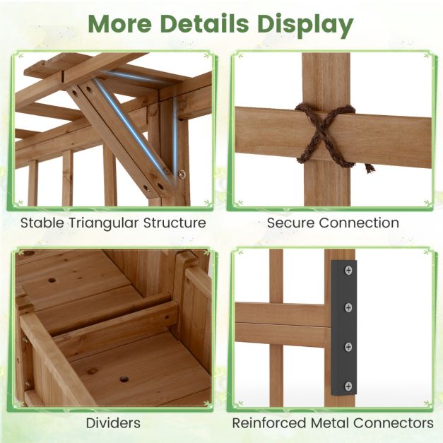Coast Raised Planter Orange/Coffee Brown - Lit de jardin en bois avec support d'escalade et toit suspendu - 180 x 48 x 183 cm