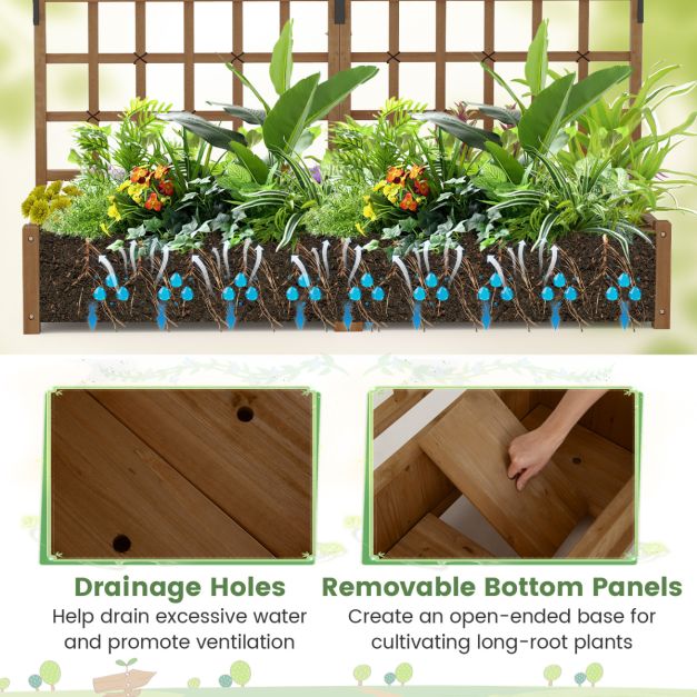 Coast Raised Planter Orange/Coffee Brown - Lit de jardin en bois avec support d'escalade et toit suspendu - 180 x 48 x 183 cm