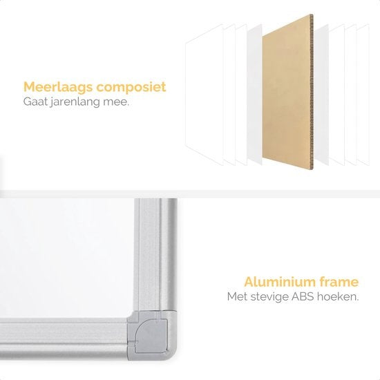 Tableau blanc avec Marqueurs - Goliving - 60 x 90 cm - Tableau magnétique - Planning hebdomadaire - Tableau noir