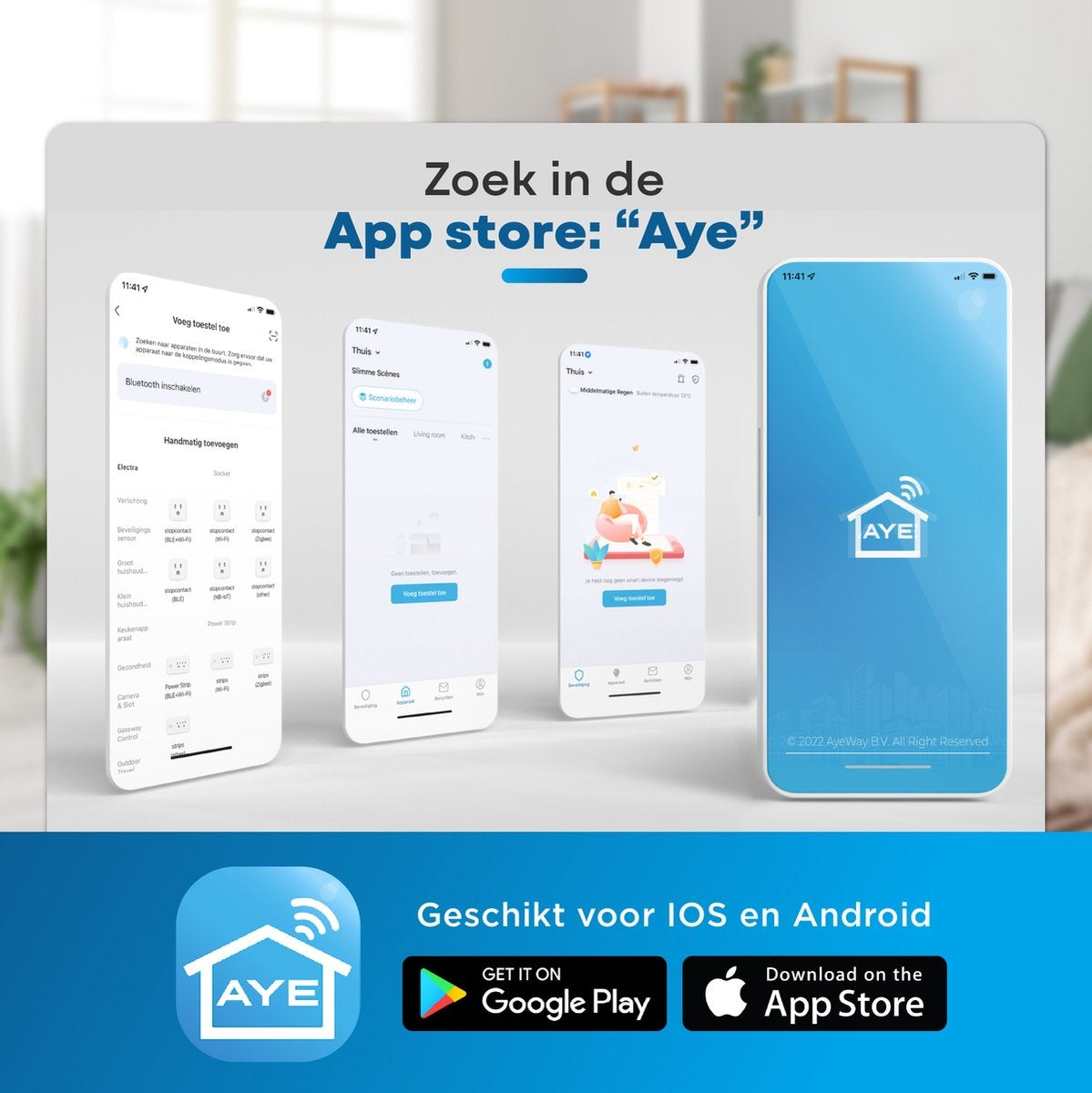 AyeCam Pet Camera - Avec App - Incl. 32GB SD - WiFi - Détection de mouvement et de son - Caméra de sécurité - Caméra pour chien