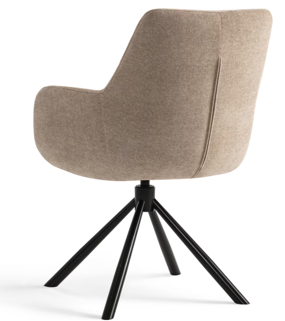 Criks Design Chaise de salle à manger Olivia Taupe - 53x66x87 cm - Fauteuil pivotant avec assise en tissu confortable