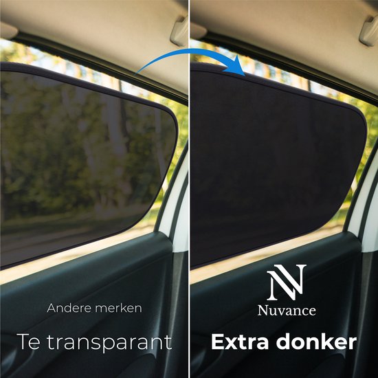 Nuvance - Pare-soleil voiture bébé - 2 pièces - avec protection UV pour bébé et enfant - Protection solaire vitres latérales - Autocollant - Taille unique - Noir