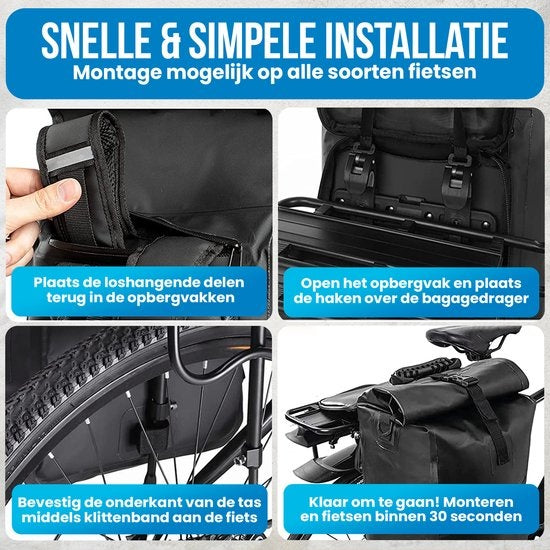 Avalo Bicycle Bag - Sac à dos/Sac à bandoulière/Sac à vélo - 25L - Imperméable - Noir