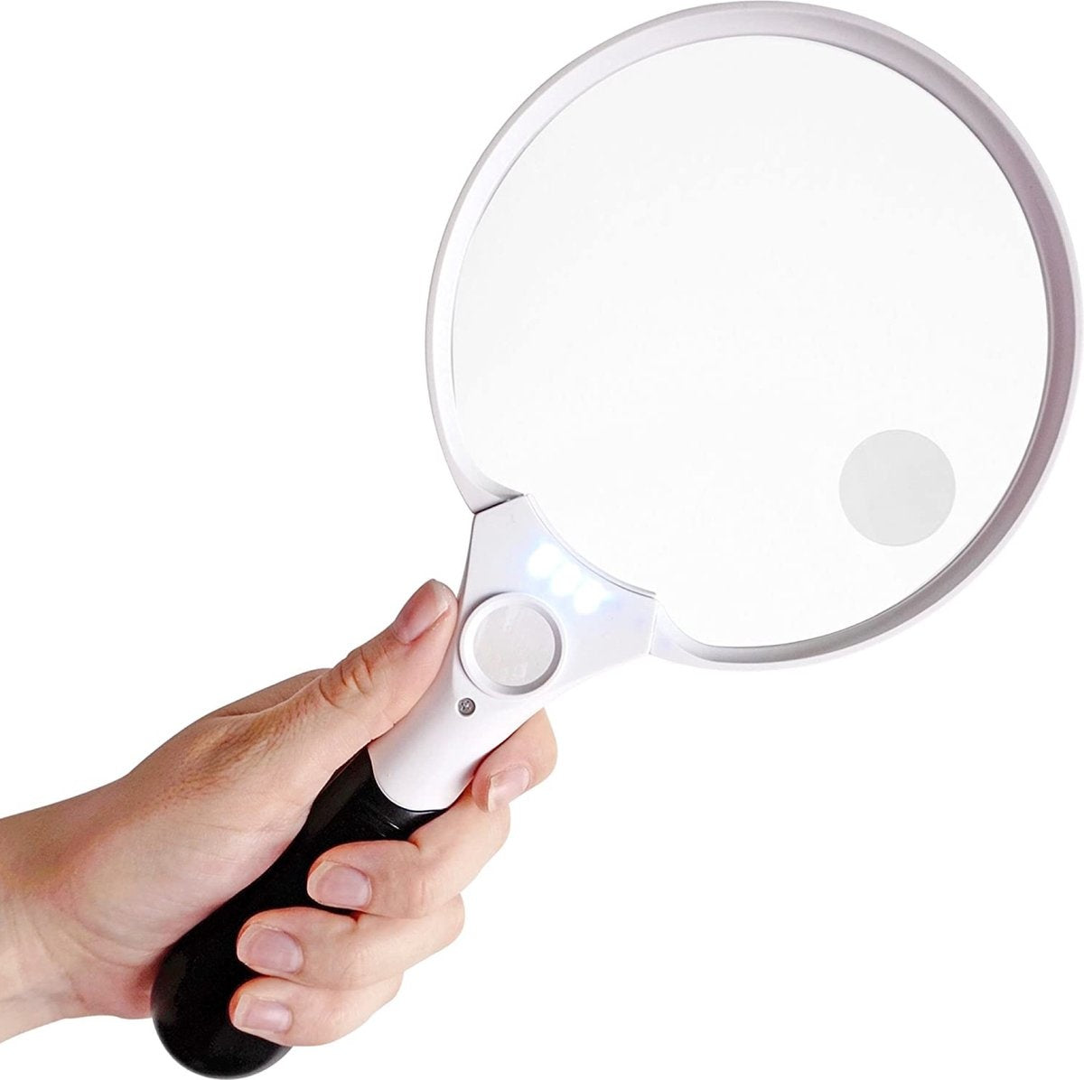 SafeLife Loupe avec éclairage - 3 x LED - 2x 4x 25x - Loupe de lecture pour personnes âgées - Loupe avec éclairage LED - Loupe pour adultes