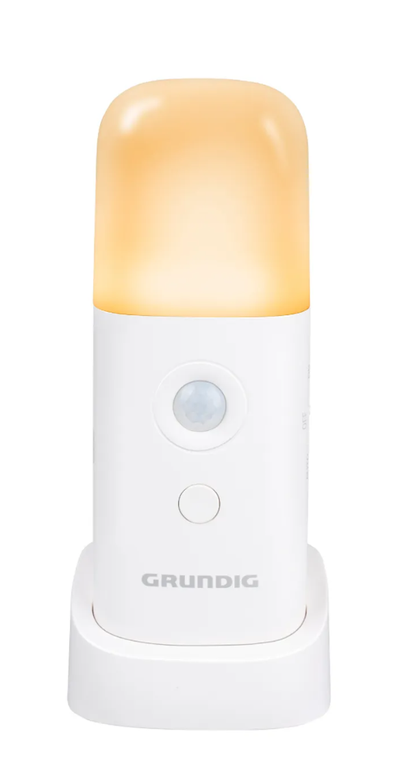 Lampe de nuit Grundig à capteur de mouvement - 10 x 14,9 x 17 cm - Blanche
