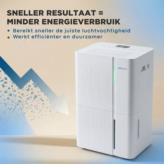 Déshumidificateur Aironex 30 L - Déshumidifie 30 litres par jour - Convient pour la cave, le salon, la chambre et la salle de bains - Absorbeur d'humidité - Déshumidificateur et purificateur d'air - Déshumidificateur pour chambre - Blanc - Déshumidificate