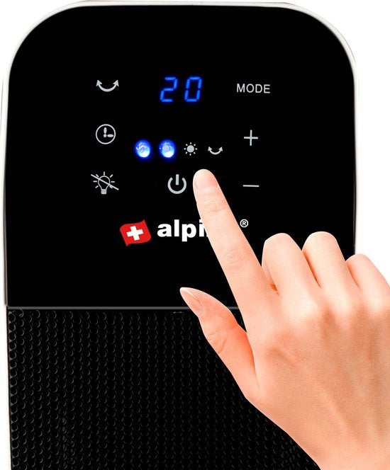 Chauffage électrique - Alpina - Chauffage par ventilateur céramique - également refroidissement - minuterie - télécommande - fonction pivotante - 2000W - Noir Blanc