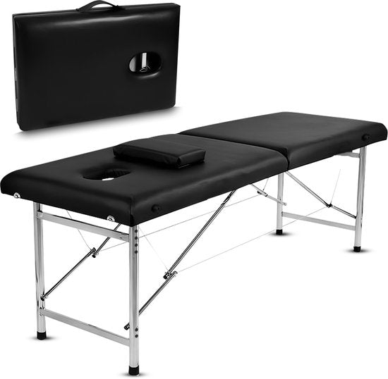 Table de massage Fitby - Table de massage pliante - Table de traitement - Capacité de charge de 200 kg Hauteur réglable (60-80 cm) - 180x60 cm - Noir