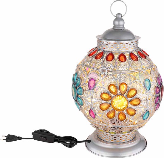 Globo lampe à poser Gelasius - argent - métal - 27 cm - douille E27 - 15658T