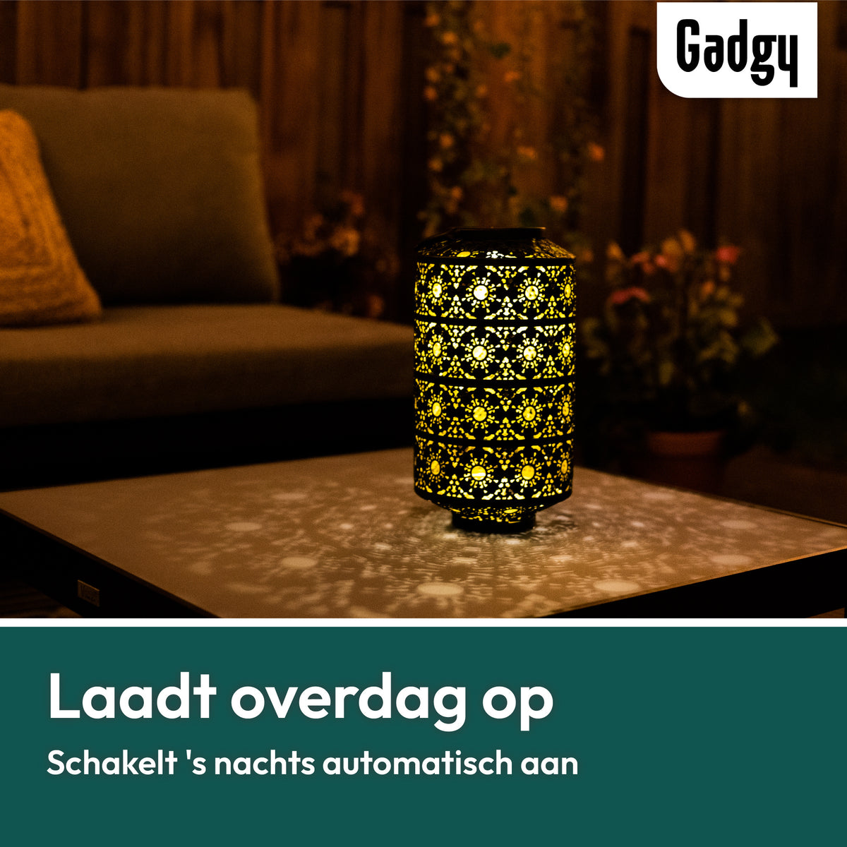 Gadgy Lampe solaire de jardin Lampe de table Maya XL - Lampe d'extérieur Terrasse & Balcon - Lampe solaire de jardin - Lampe solaire de jardin - Lampe solaire Led d'extérieur - Lanterne Windlight Hanging - Lampes de jardin - Bronze / Gold