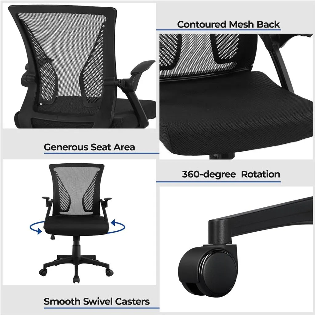 Chaise de bureau ergonomique Yaheetech avec accoudoirs réglables, jusqu'à 136 kg, noire