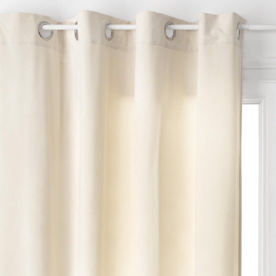 Rideau Atmosphera Lilou - L 260 x l 140 cm - blanc ivoire - polyester - avec anneaux