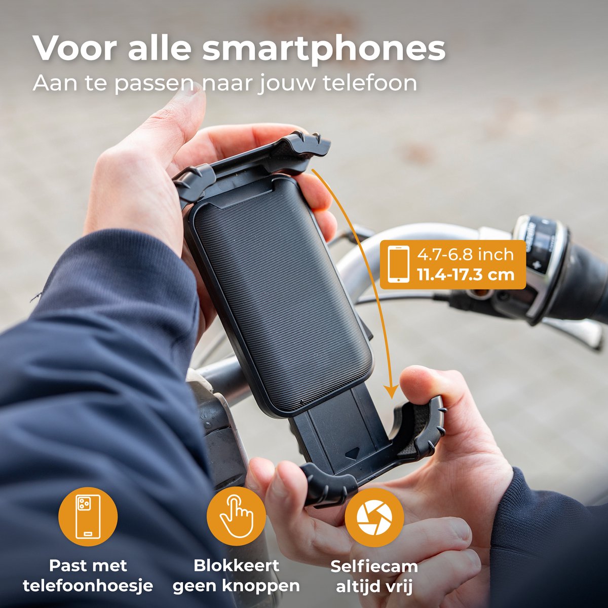 Support de téléphone pour vélo Nuvance - Rotation à 360° - Pour écrans de 4,7 à 6,8 pouces - Noir
