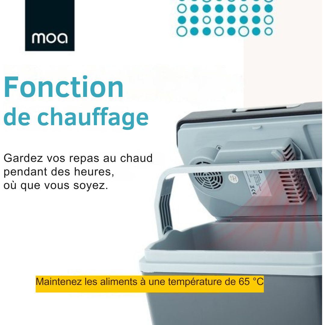 Glacière MOA Electrique, Avec fonction de chauffage, 12V et 230V, 22 litres, Gris