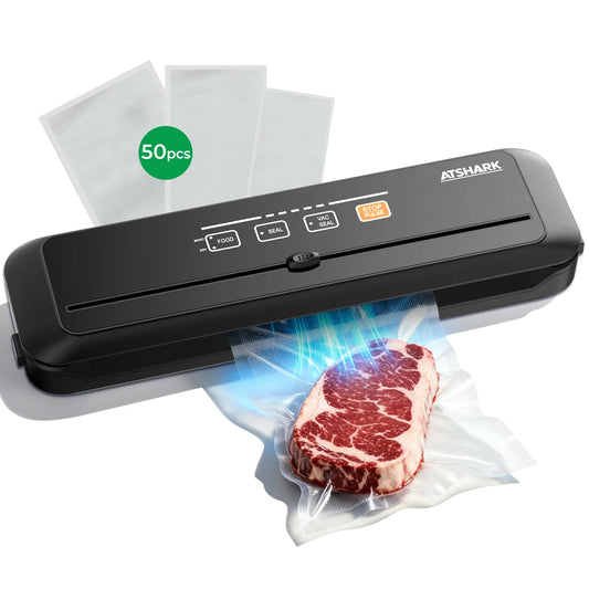 Machine à emballer sous vide Atshark VS6621 - 5-en-1 - Écran tactile - 50 sachets - Noir
