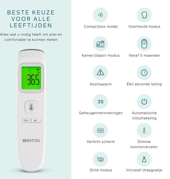 Bintoi® XE200 - Thermomètre - Jauge de température - Thermomètre de fièvre
