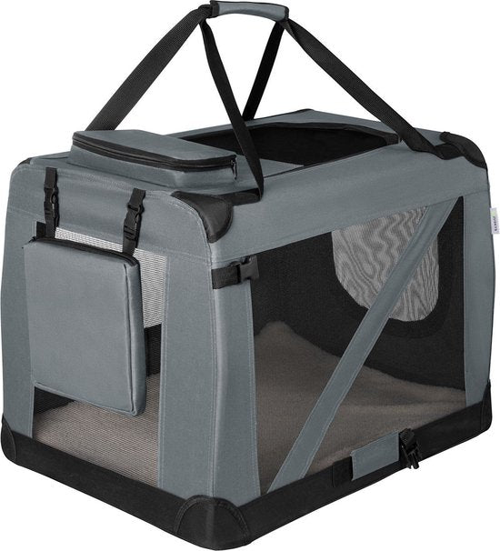 Boîte de transport pliante pour chien / Banc Lassie L - Gris - 50 x 70 x 52 cm