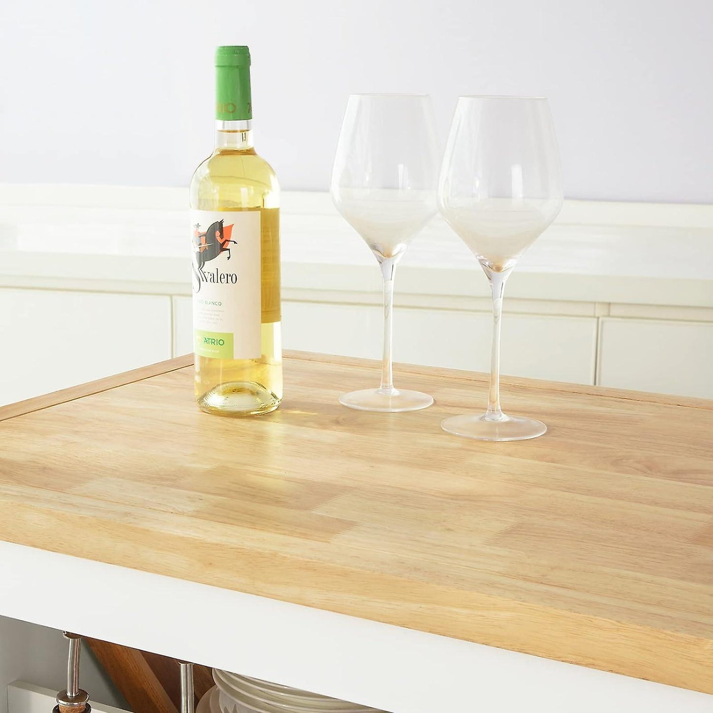 SoBuy Ilot de cuisine sur roulettes - 55x110x91 cm - Max. 75KG - Blanc/Bois
