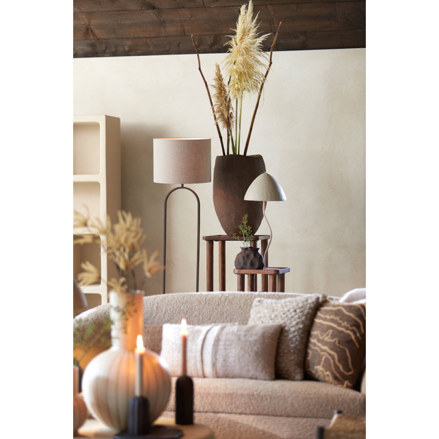 Light & Living ELIMO Lampe à poser Ø25x67 cm - Gris clair mat - Métal moderne - E27