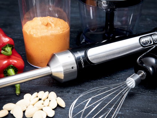 Ensemble mixeur plongeant Gastronoma - Sans fil et rechargeable - 100 W - Hachoir, fouet et verre doseur - 18210002 - Noir et inox