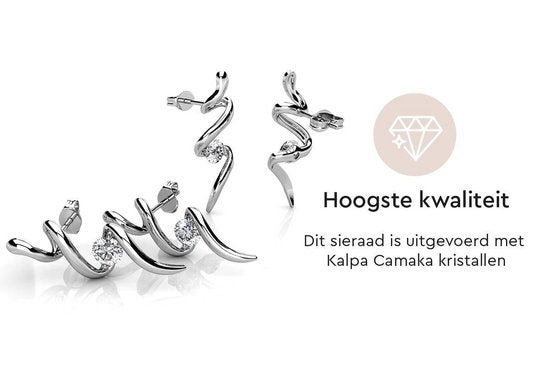 Yolora Boucles d'oreilles pour dames avec cristaux Kalpa Camaka - Couleur argentée - Plaqué or blanc 18K - Boucles d'oreilles