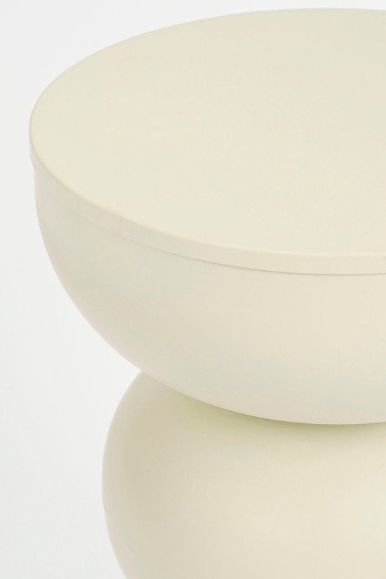 Mica Decorations Table d'appoint Luna - H46 x Ø32 cm - Fer - Blanc cassé