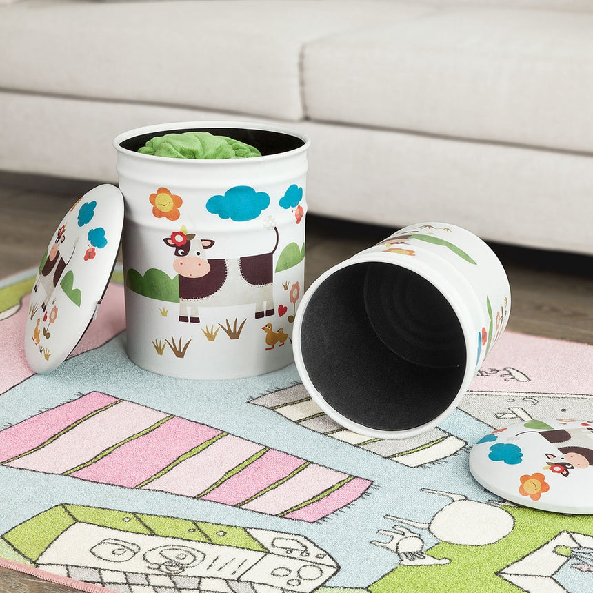 Lot de 2 tabourets de rangement SoBuy Panca – Rembourrés – 37 x 30 x 30 cm