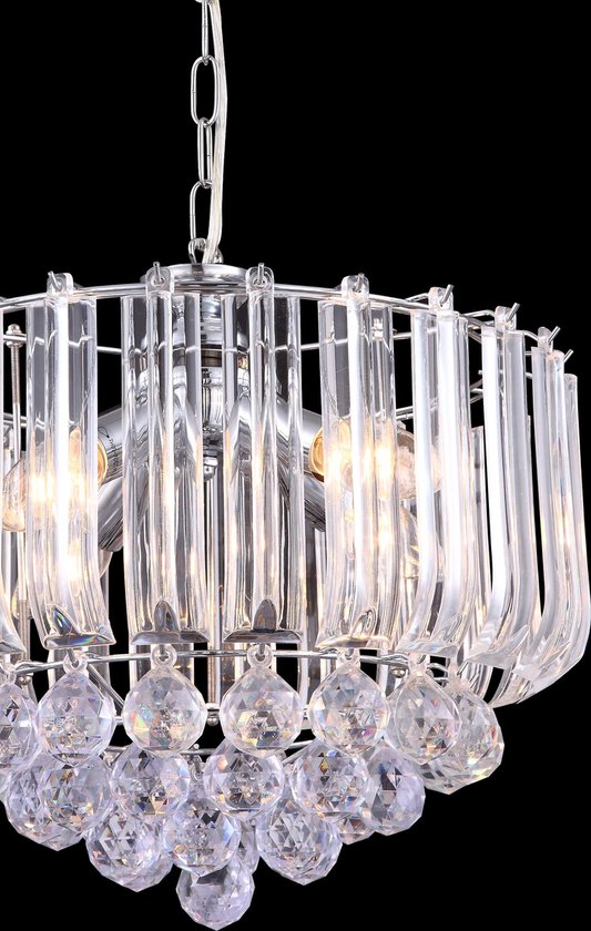 Lustre Globo Minnesota LED - Chrome avec décor en acrylique transparent et cristaux en acrylique