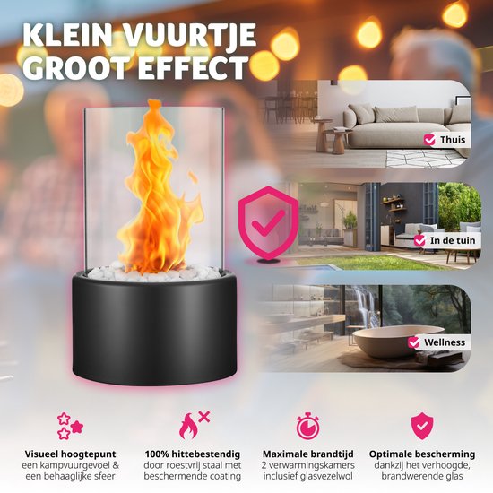 Cheminée de table au bioéthanol tectake® - Décoration de terrasse et de balcon - Feu de table à l'éthanol - Accessoires pour la maison et gadgets pour le camping en plein air - Décoration de table pour l'intérieur et l'extérieur