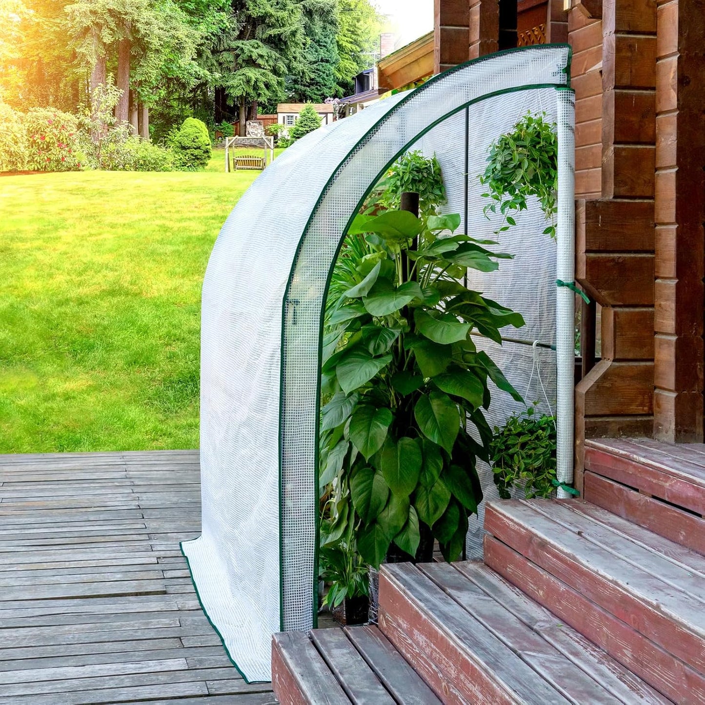Serre de jardin Woltu - Demi-cercle - 200 x 100 x 210 cm - Blanc