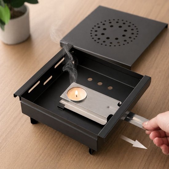 Plateau chauffant Ceruzo Compact – Réchaud – 1 bougie chauffe-plat – Noir