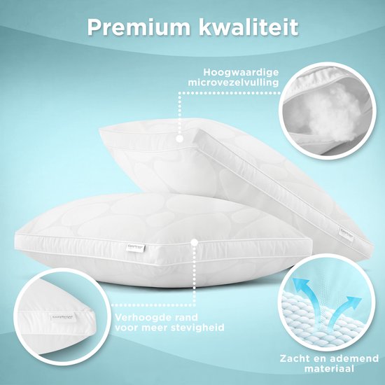 Oreiller CozySense® - Lot de 2 - 50x70 CM - Oreiller de sommeil rafraîchissant - Oreiller réglable avec rembourrage supplémentaire - Oreiller pour les dormeurs sur le côté, le ventre et le dos