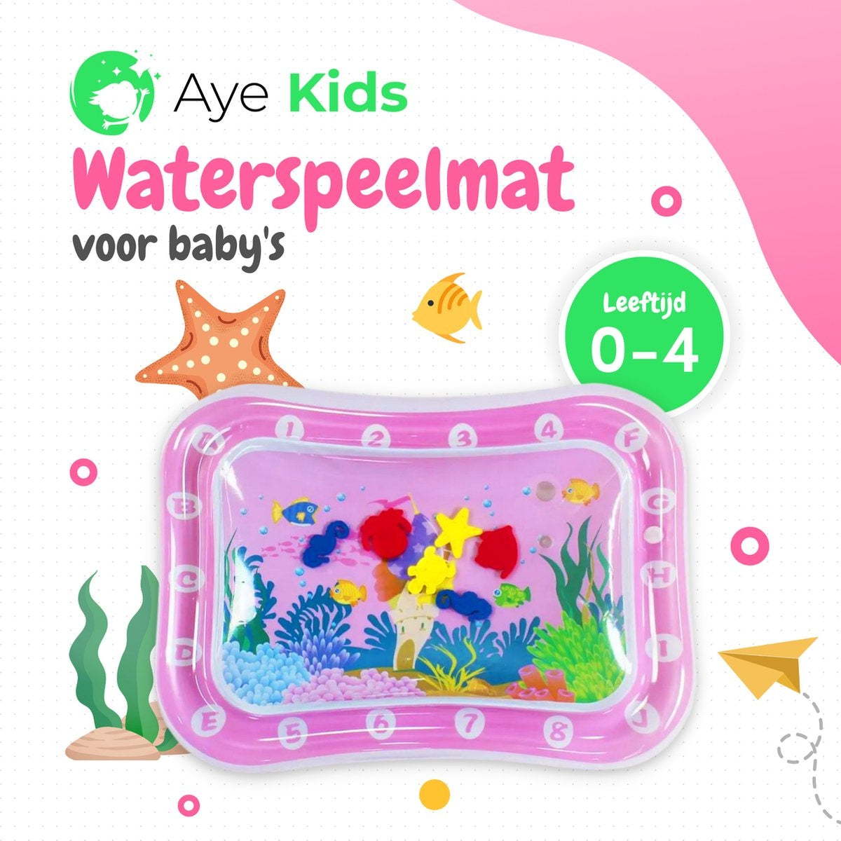 AyeKids Waterspeelmat - Watermat - Speelkleed - Opblaasbaar - Watermat Baby - Roze