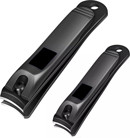 Podec set de coupe-ongles 2 pièces noir - ongles des mains et des pieds - acier inoxydable