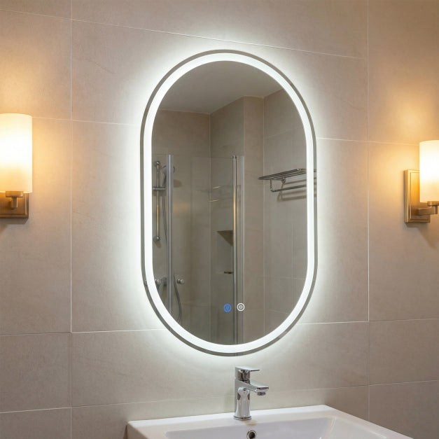 Miroir de salle de bains Coast LED – 80 x 50 cm – Intensité réglable – Anti-buée – Argent