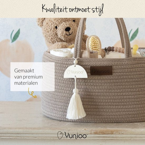 Yunioo® Sac à couches et panier à marchandises │ Panier à couches pour accessoires de chambre de bébé │ Organisateur de couches │ Panier de rangement de chambre de bébé │ Cadeau de maternité Baby Shower │Corbeille à jouets │ Marron